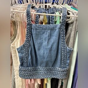 Anthropologie Denim Halter Top